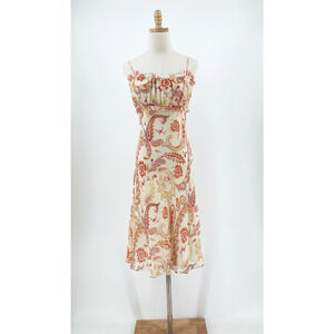 VTG Y2K 90s Express Silk Babydoll Slip Midi Dress 7/8 Coquette Fairy Whimsy